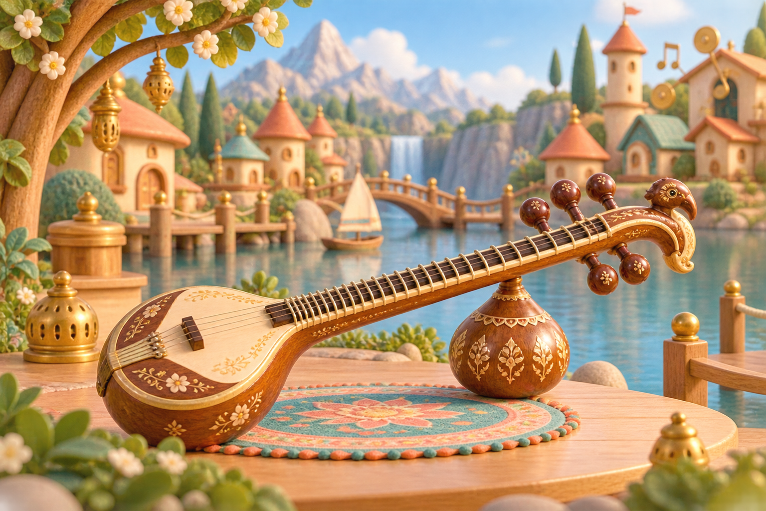 Illustration de Alapini vînâ pour Melodiwi, direction artistique du village-boîte à musique.