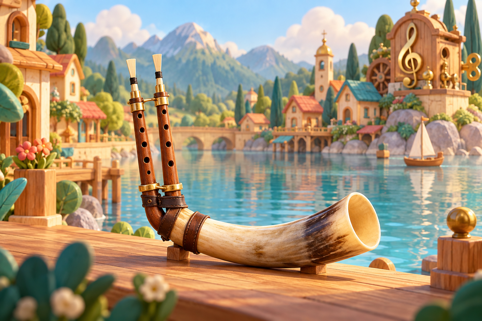 Illustration de Alboka pour Melodiwi, direction artistique du village-boîte à musique.