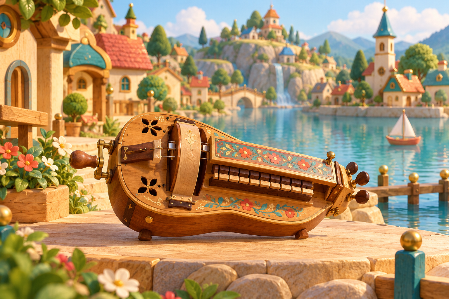 Illustration de Archiquier pour Melodiwi, direction artistique du village-boîte à musique.