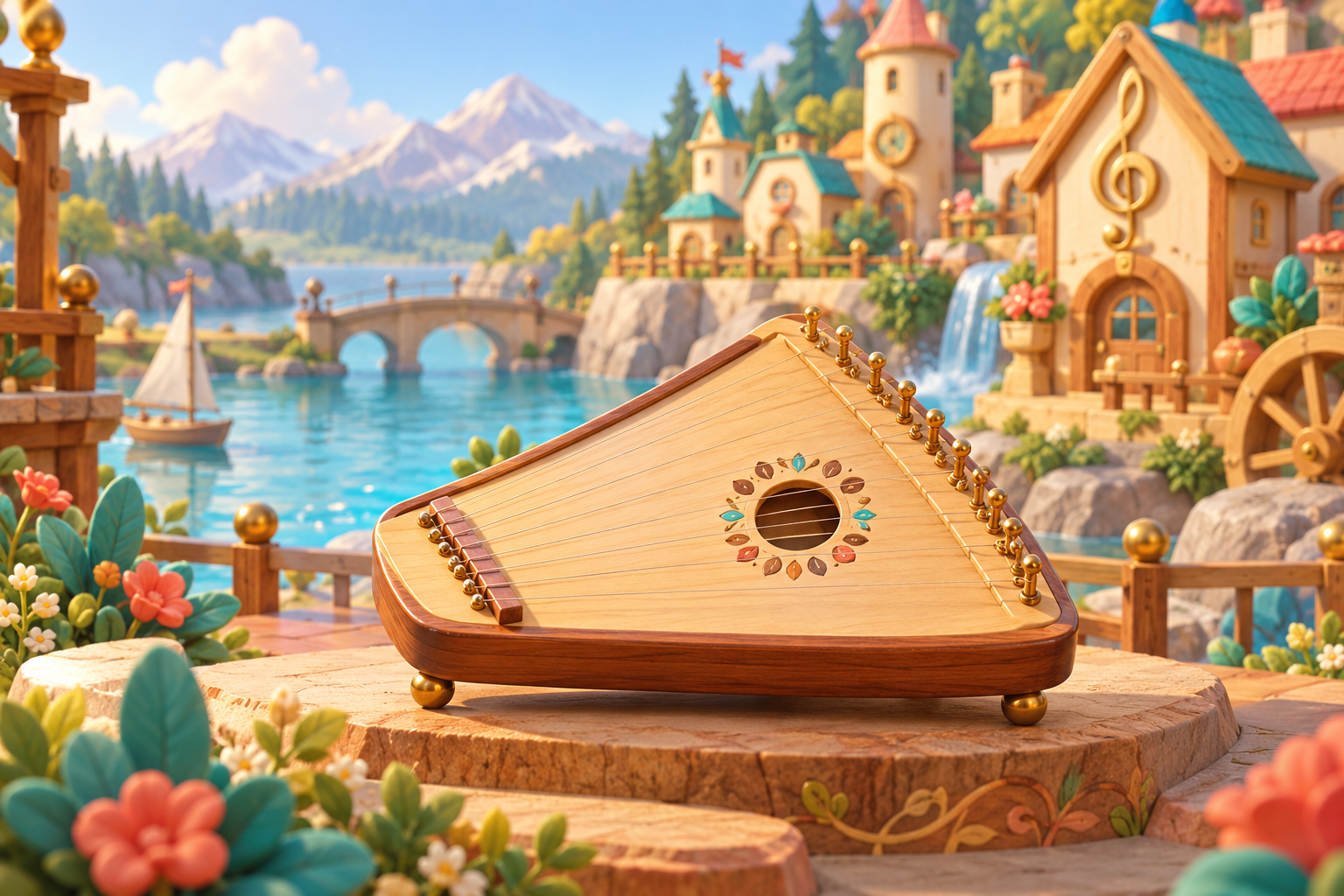 Illustration de Barbitos pour Melodiwi, direction artistique du village-boîte à musique.