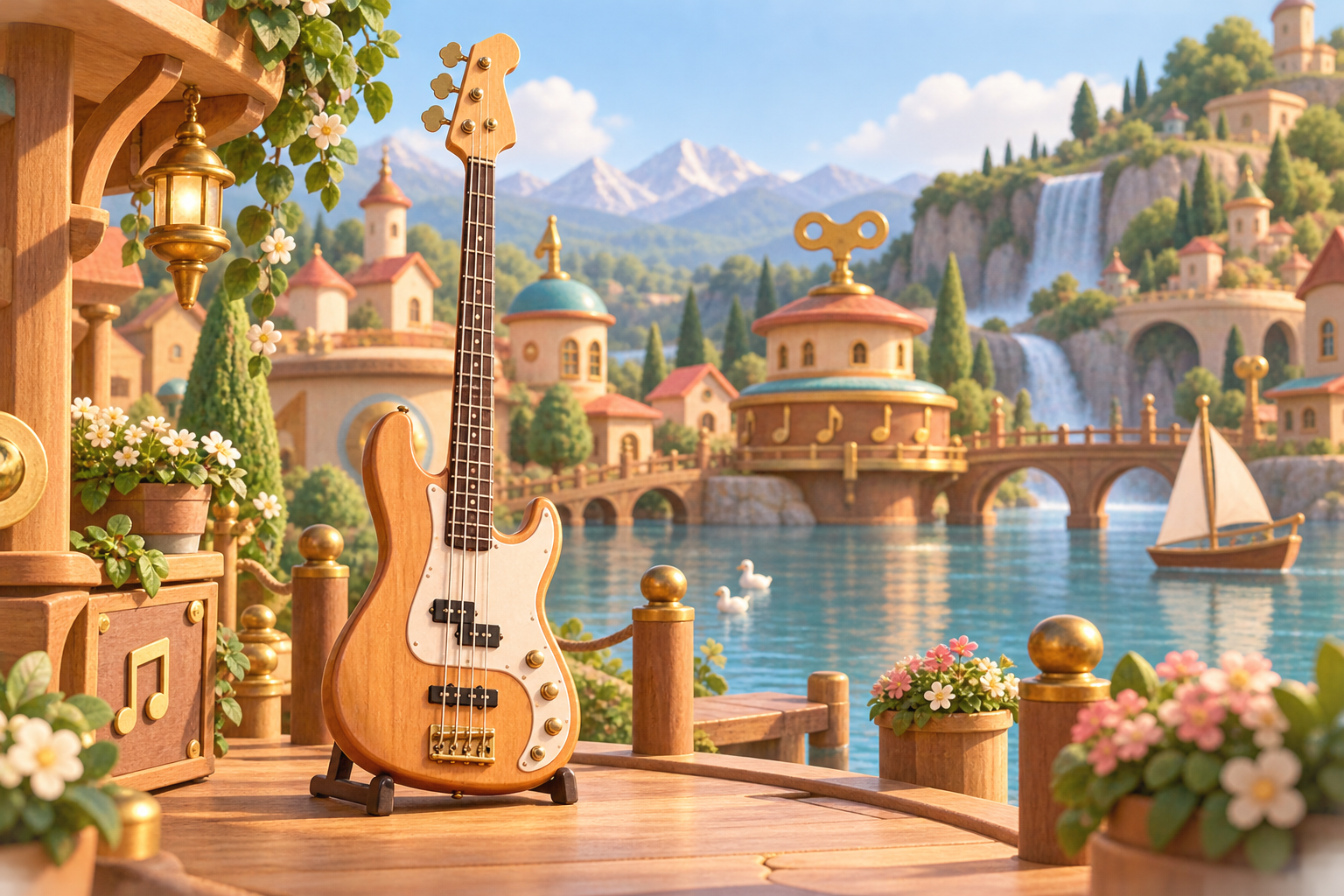 Illustration de Basse pour Melodiwi, direction artistique du village-boîte à musique.