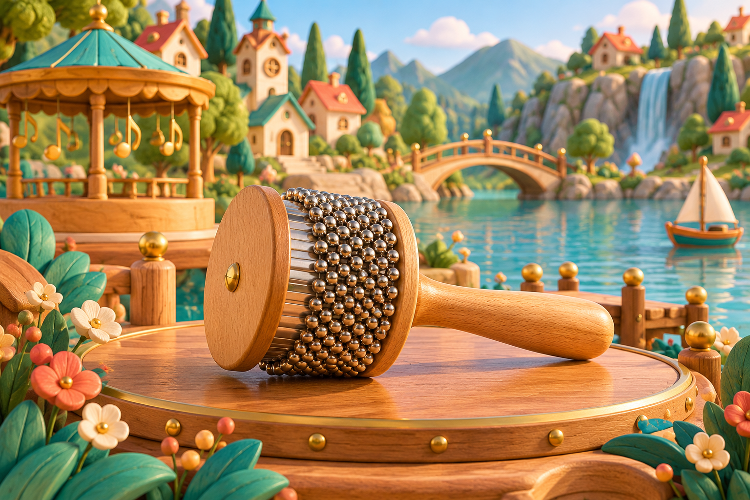 Illustration de Cabasa pour Melodiwi, direction artistique du village-boîte à musique.