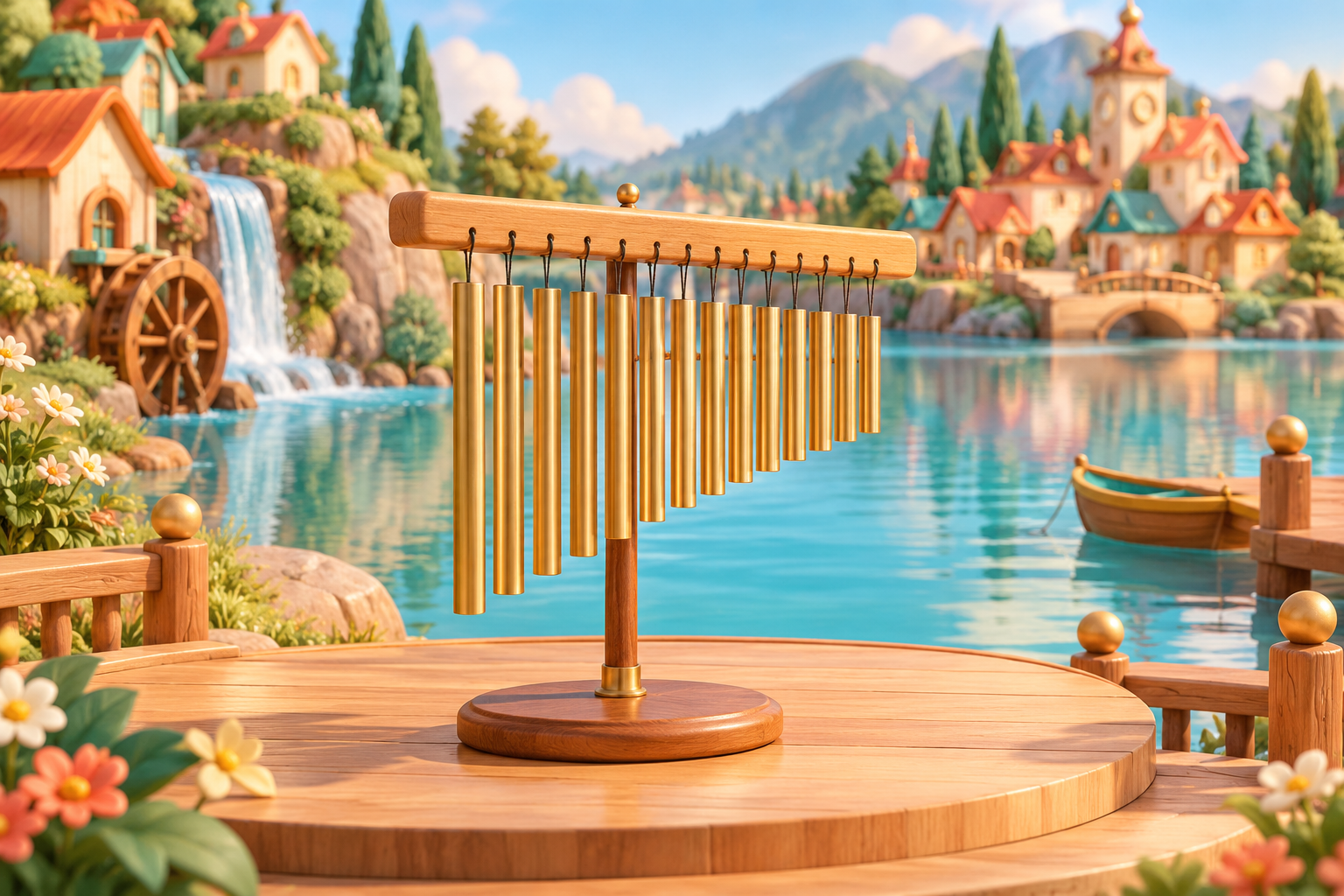 Illustration de Changi pour Melodiwi, direction artistique du village-boîte à musique.