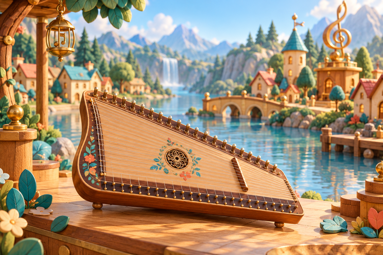 Illustration de Citole pour Melodiwi, direction artistique du village-boîte à musique.