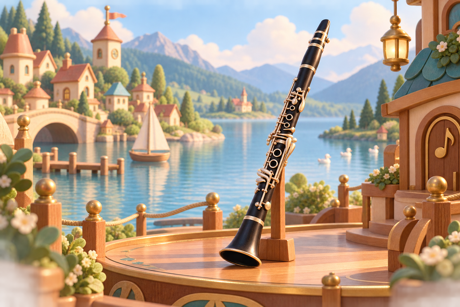 Illustration de Clarinette pour Melodiwi, direction artistique du village-boîte à musique.
