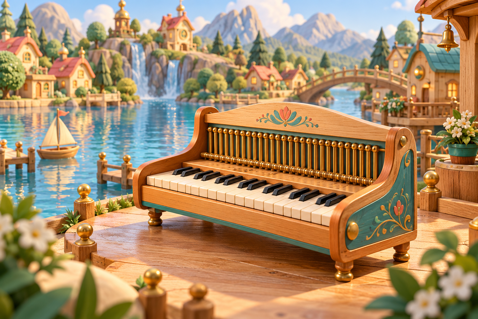 Illustration de Clavioline pour Melodiwi, direction artistique du village-boîte à musique.