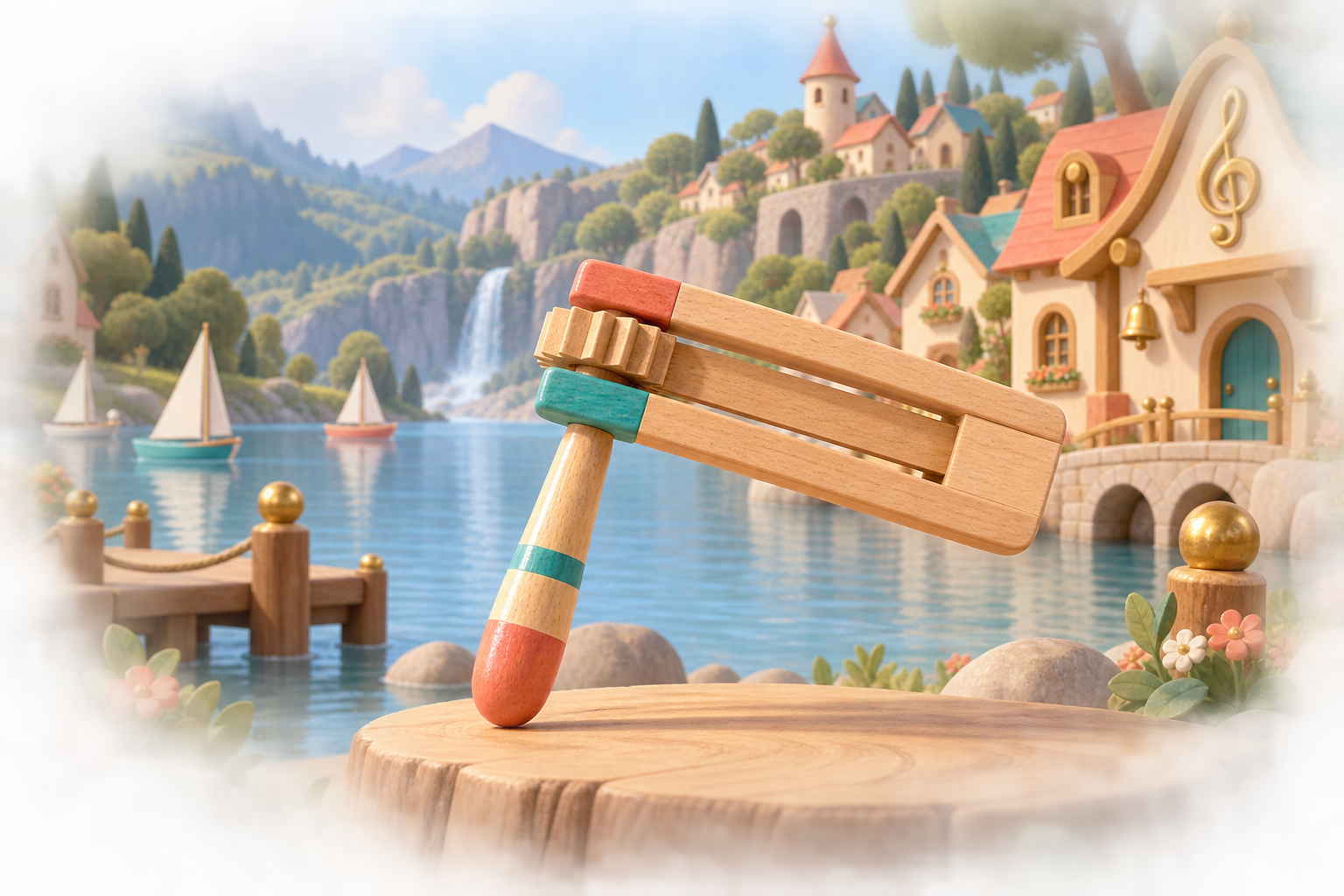 Illustration de Cliquette pour Melodiwi, direction artistique du village-boîte à musique.
