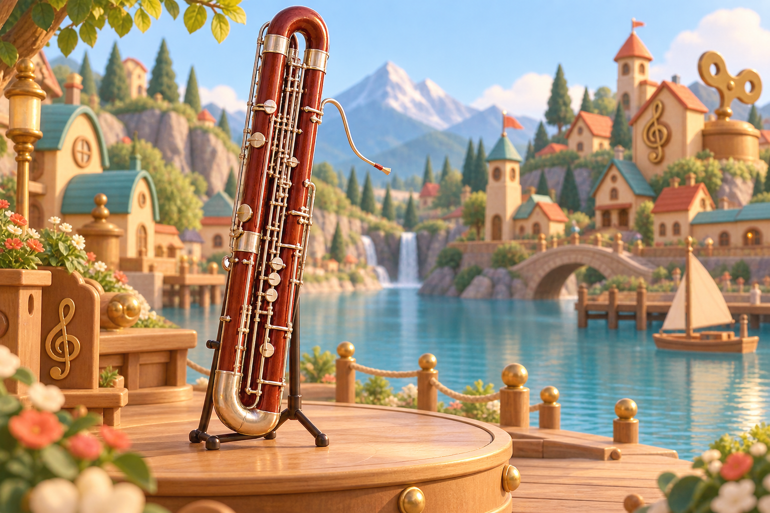 Illustration de Contrebasson pour Melodiwi, direction artistique du village-boîte à musique.