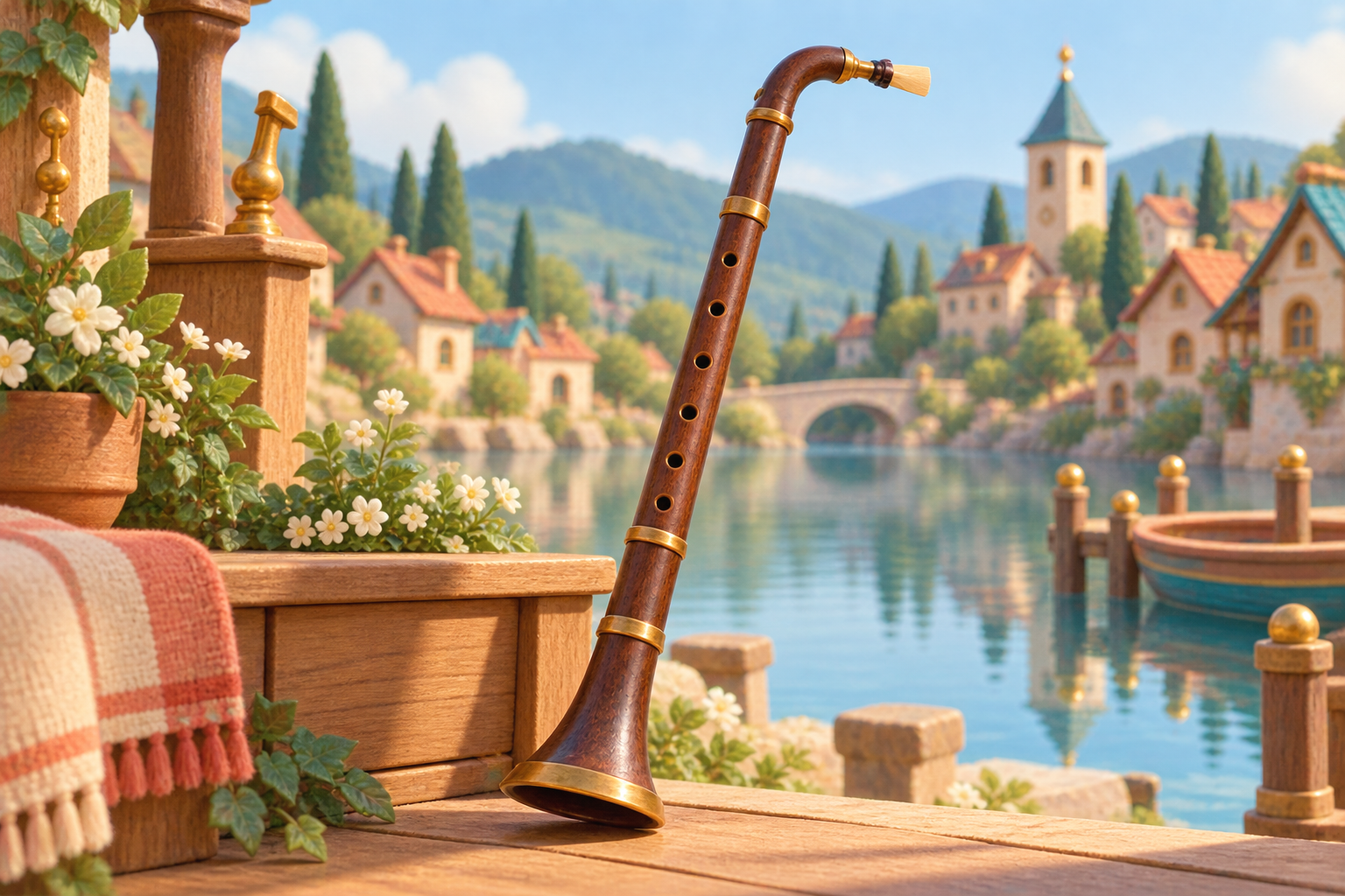 Illustration de Cromorne pour Melodiwi, direction artistique du village-boîte à musique.