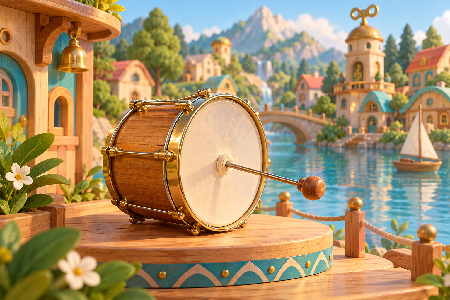 Illustration de Cuica pour Melodiwi, direction artistique du village-boîte à musique.