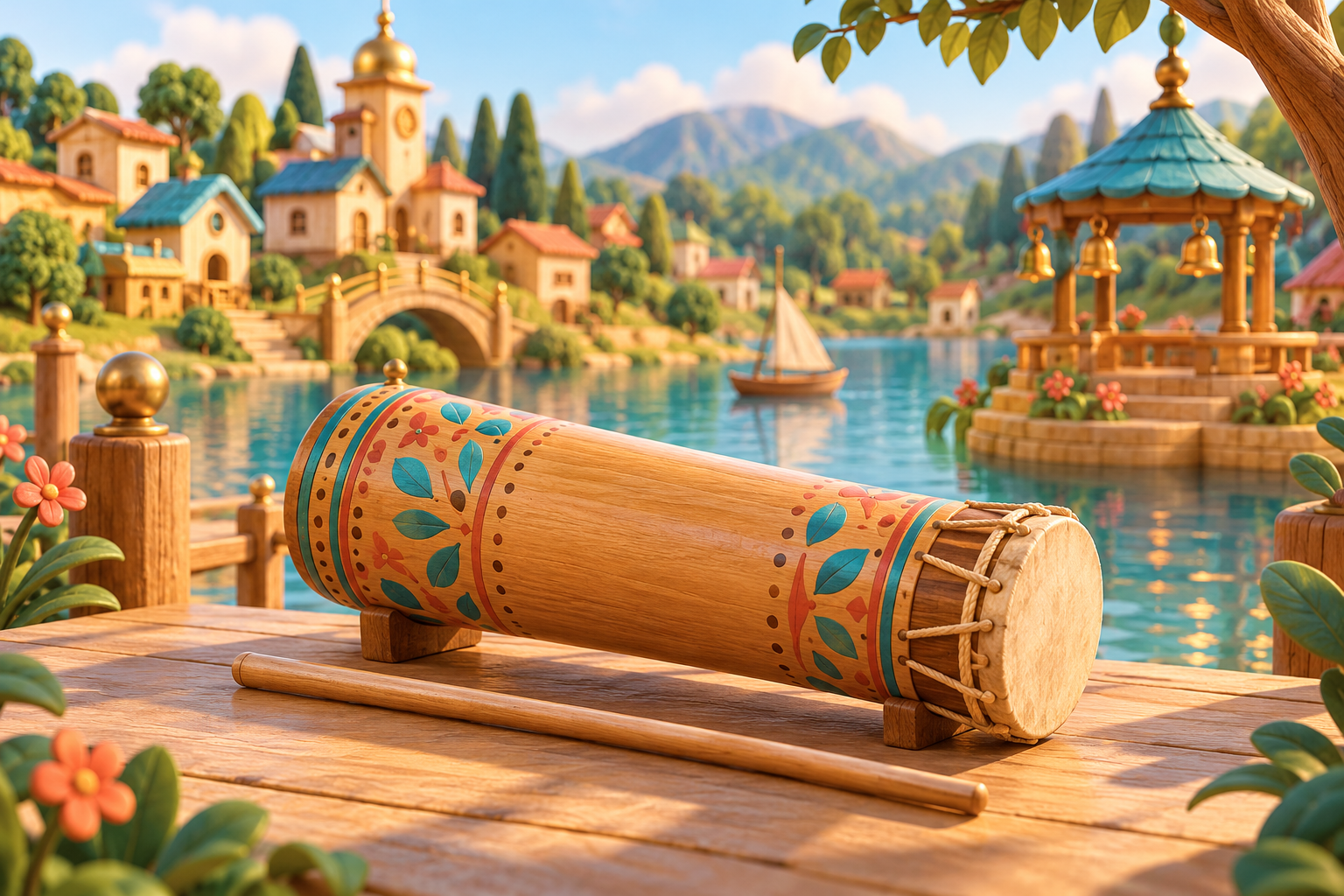 Illustration de Curimbó pour Melodiwi, direction artistique du village-boîte à musique.
