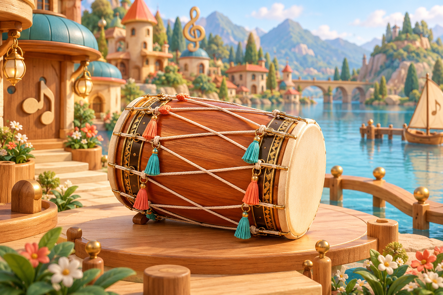 Illustration de Dhol pour Melodiwi, direction artistique du village-boîte à musique.