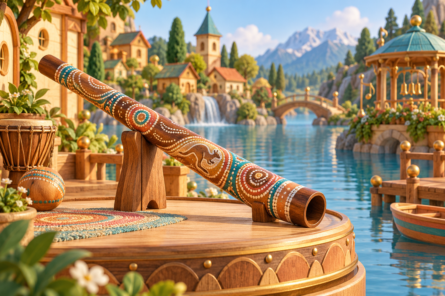 Illustration de Didgeridoo pour Melodiwi, direction artistique du village-boîte à musique.