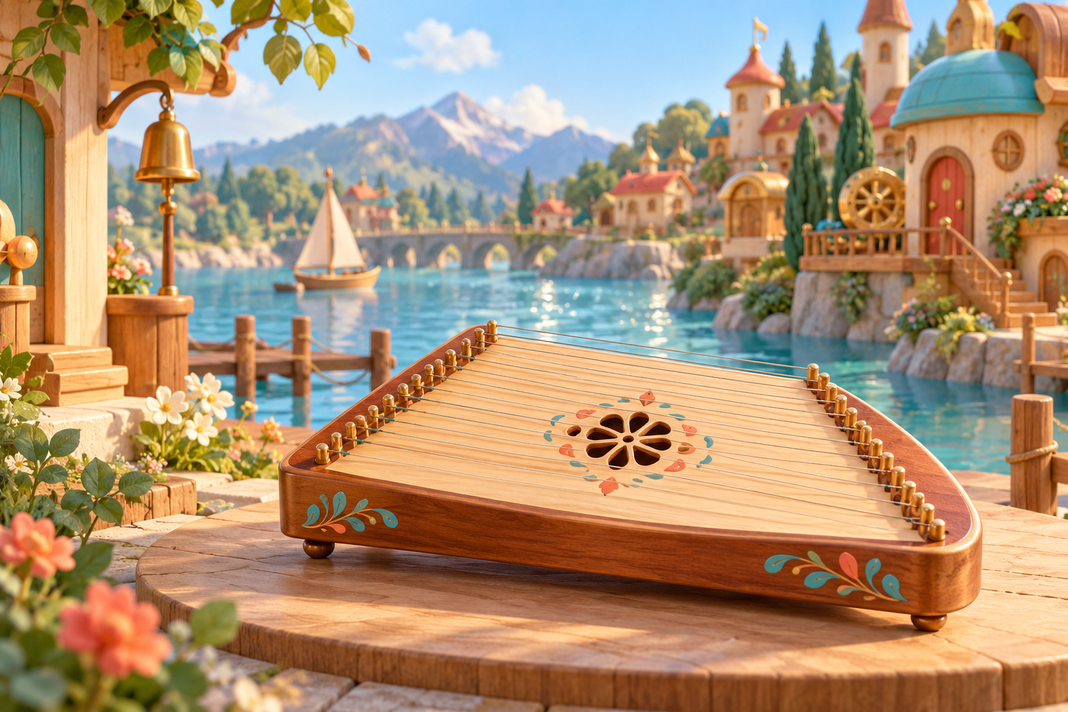 Illustration de Douçaine pour Melodiwi, direction artistique du village-boîte à musique.