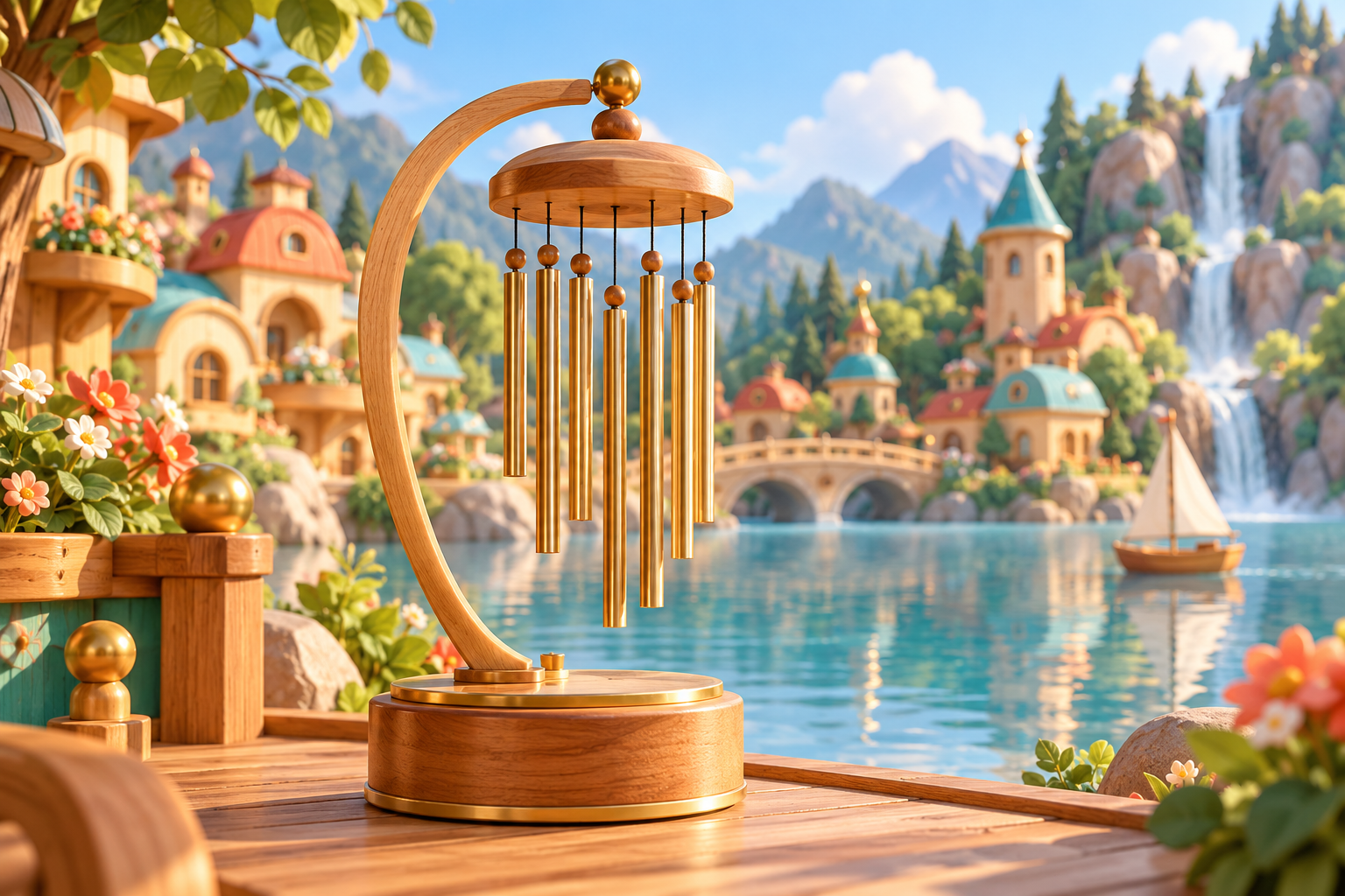 Illustration de Éoliphone pour Melodiwi, direction artistique du village-boîte à musique.