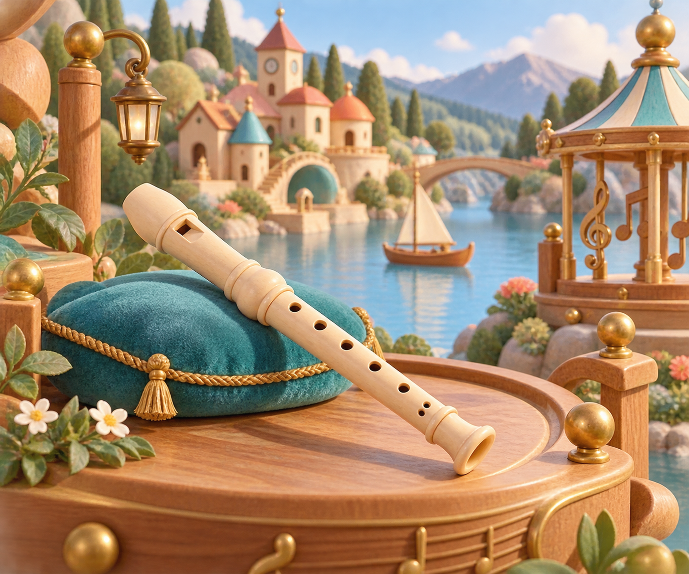 Illustration de Flûte à bec sopranino pour Melodiwi, direction artistique du village-boîte à musique.