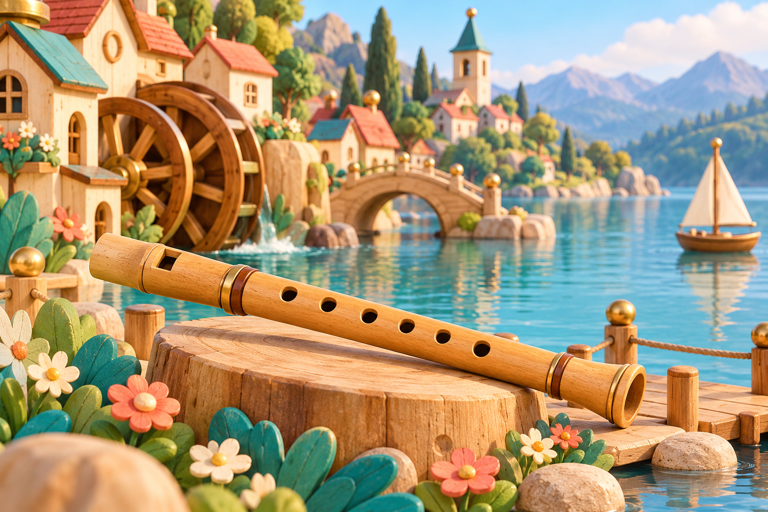 Illustration de Galoubet pour Melodiwi, direction artistique du village-boîte à musique.