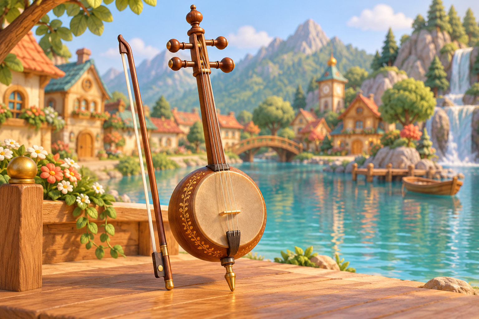 Illustration de Ghaychak pour Melodiwi, direction artistique du village-boîte à musique.