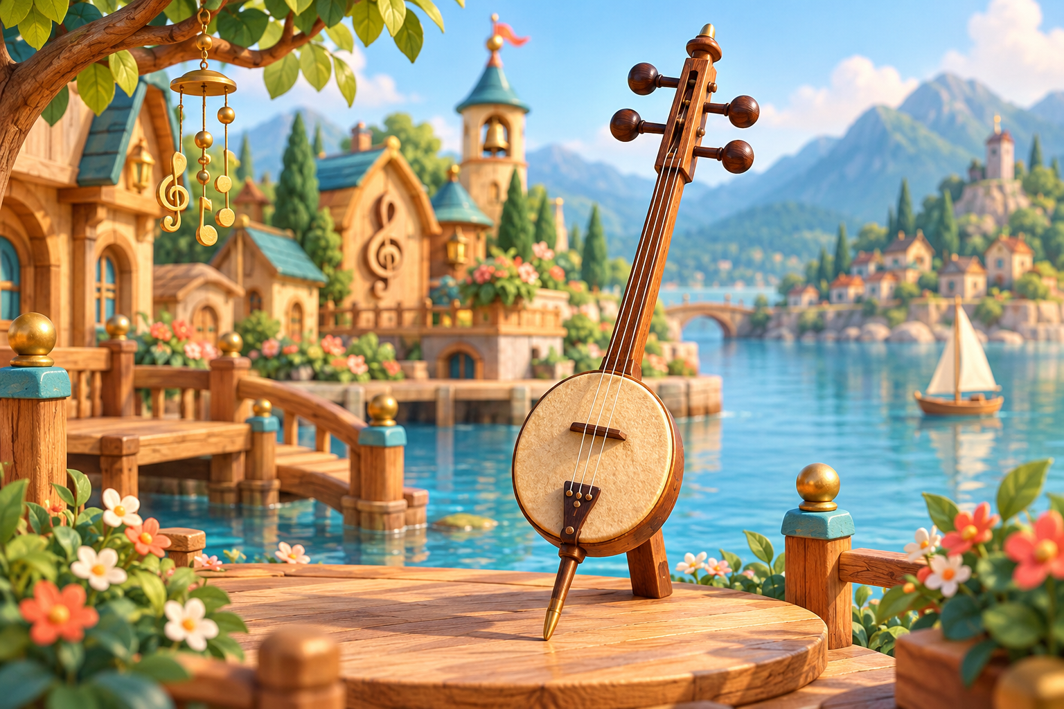 Illustration de Ghidjak pour Melodiwi, direction artistique du village-boîte à musique.