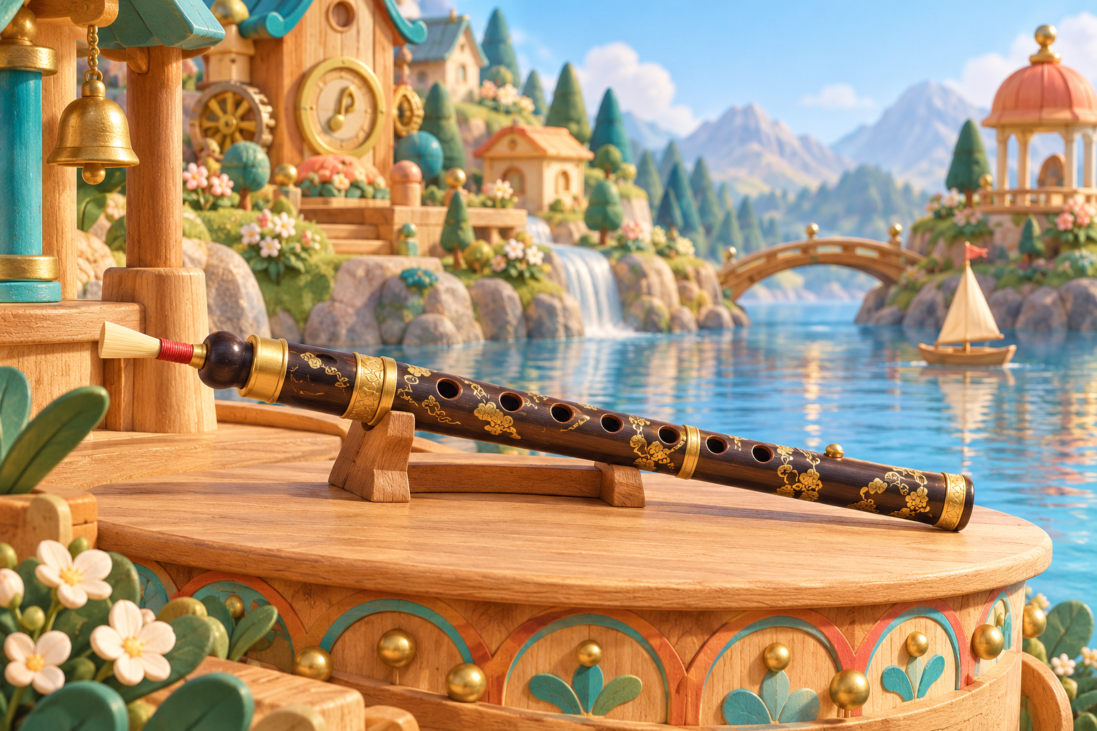 Illustration de Hichiriki pour Melodiwi, direction artistique du village-boîte à musique.