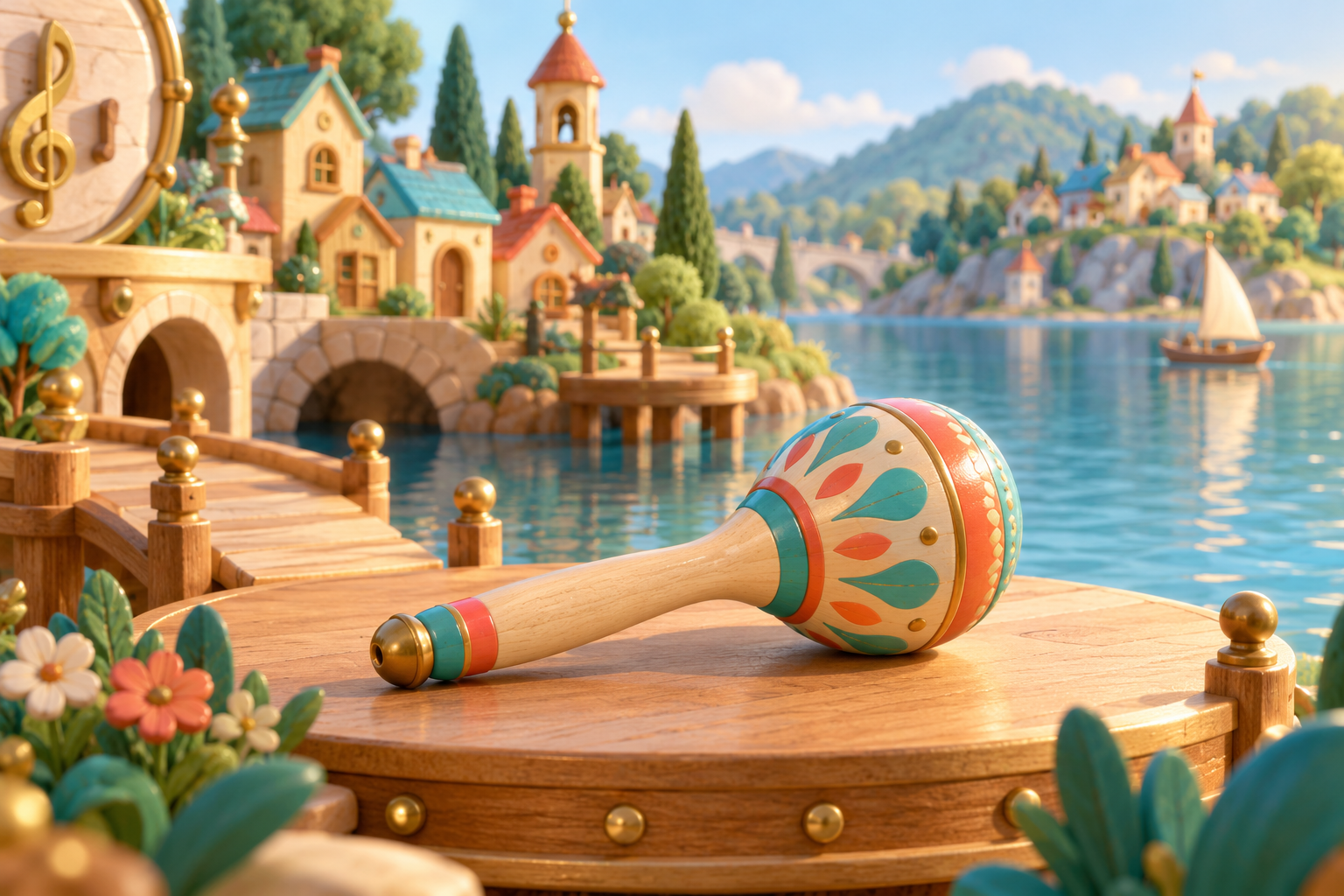 Illustration de Hochet pour Melodiwi, direction artistique du village-boîte à musique.
