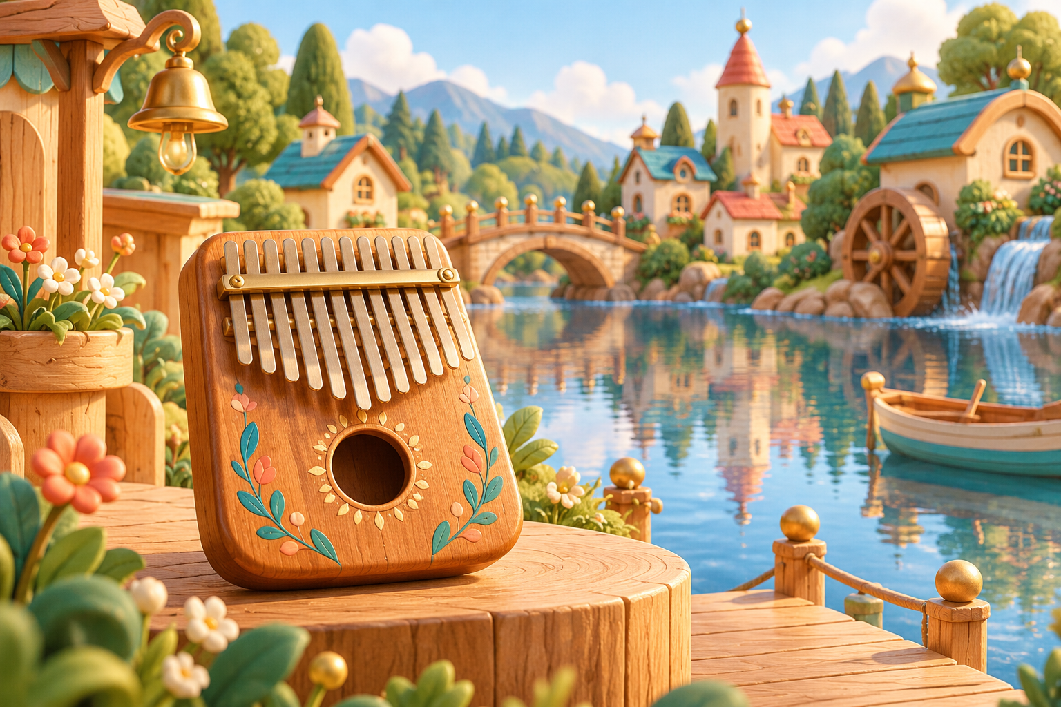 Illustration de Kalimba pour Melodiwi, direction artistique du village-boîte à musique.