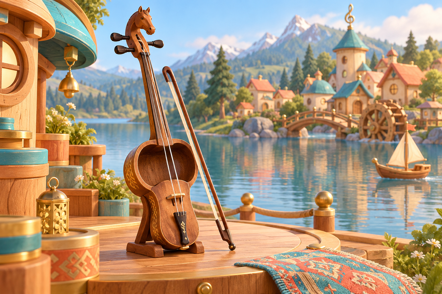 Illustration de Kobyz pour Melodiwi, direction artistique du village-boîte à musique.