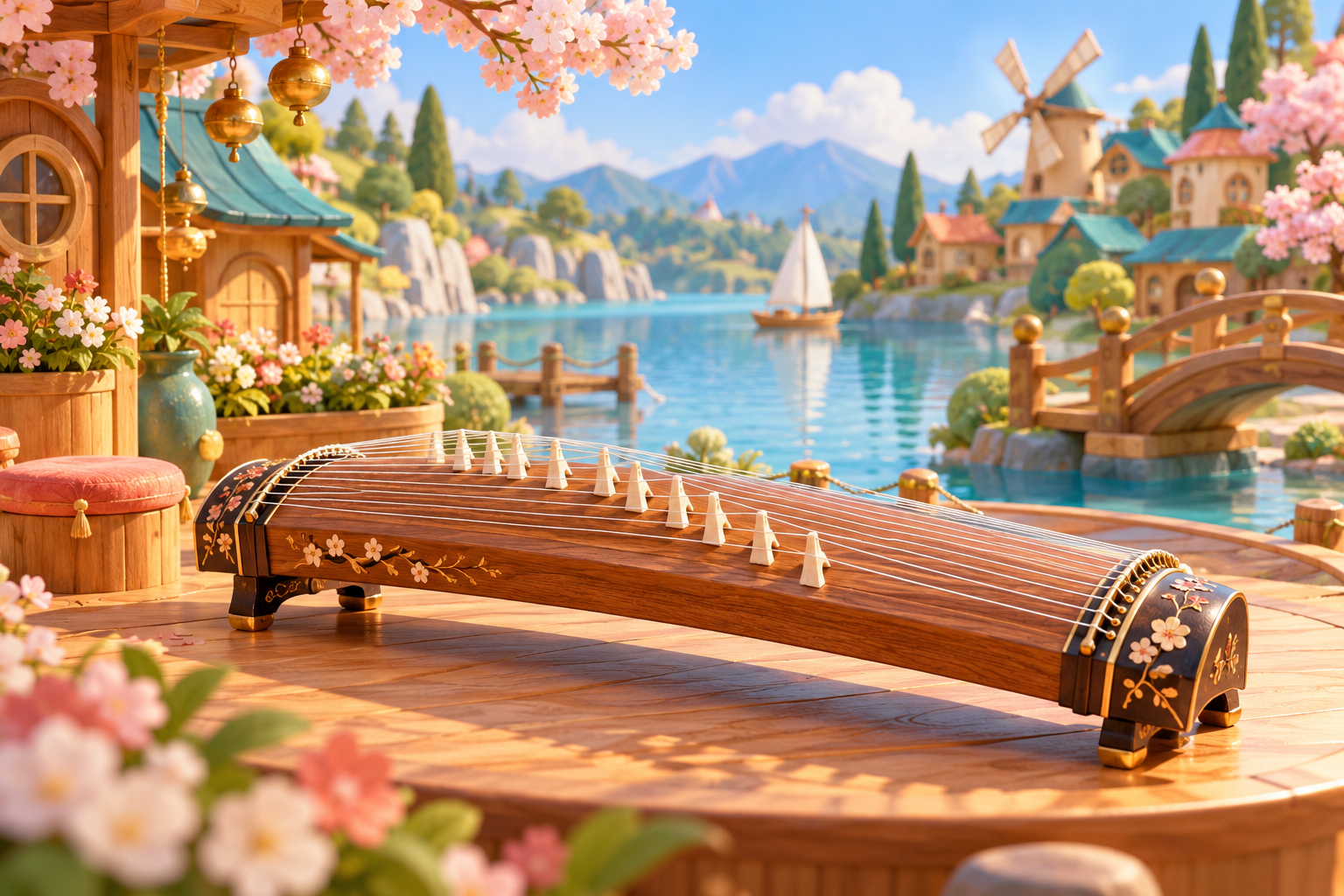 Illustration de Koto pour Melodiwi, direction artistique du village-boîte à musique.