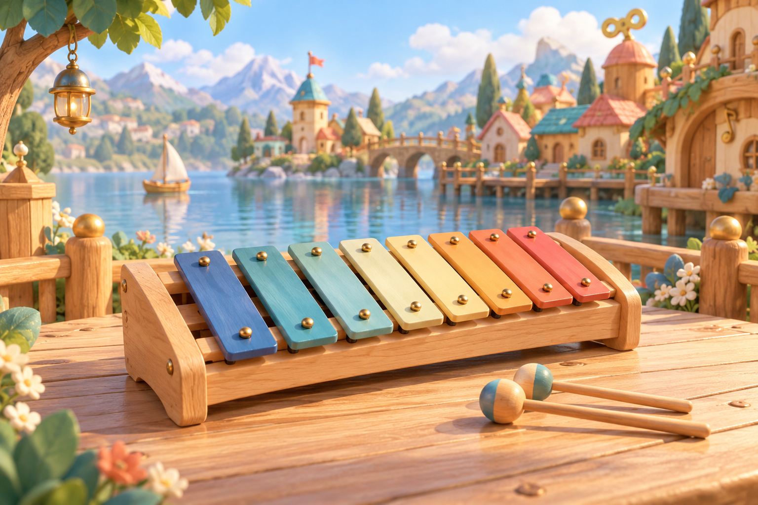 Illustration de Lithophone pour Melodiwi, direction artistique du village-boîte à musique.