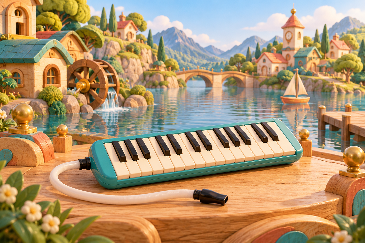 Illustration de Mélodica pour Melodiwi, direction artistique du village-boîte à musique.