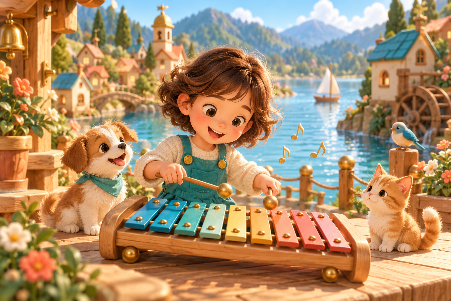 Illustration de Métallophone pour Melodiwi, direction artistique du village-boîte à musique.