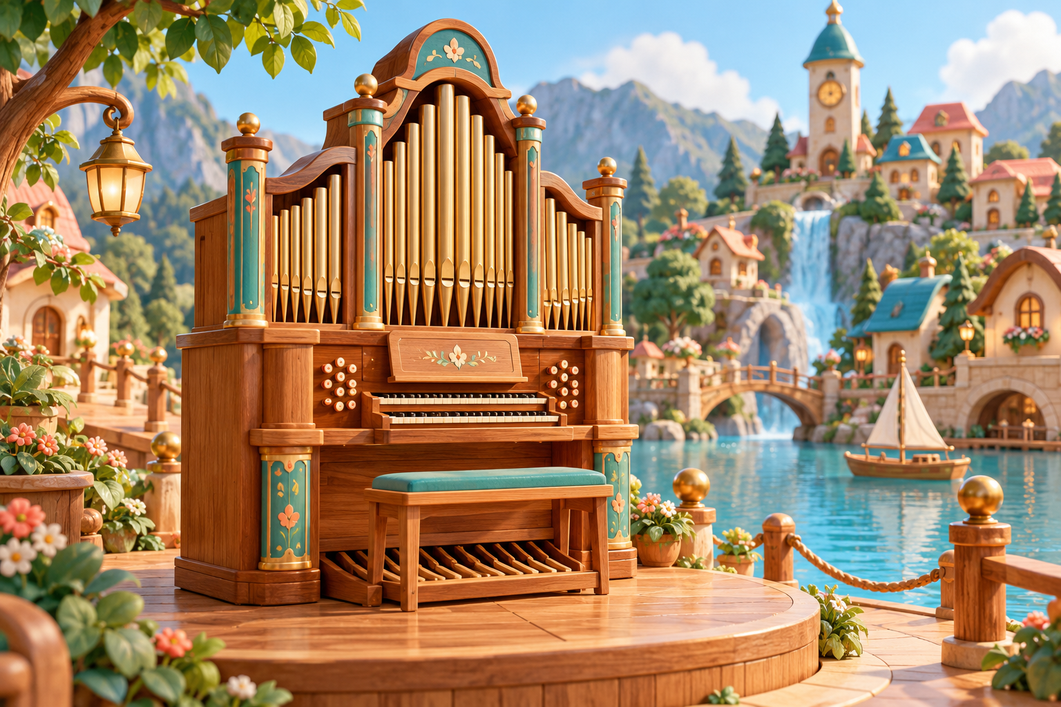 Illustration de Orgue pour Melodiwi, direction artistique du village-boîte à musique.