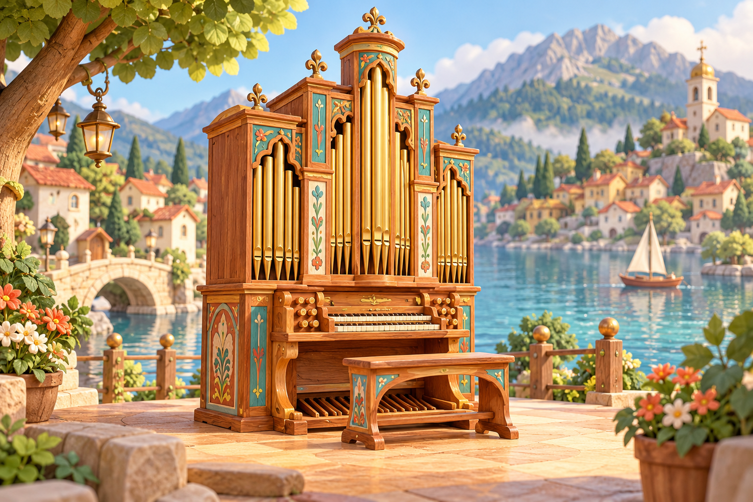 Illustration de Orgue de Saint-Andreu pour Melodiwi, direction artistique du village-boîte à musique.