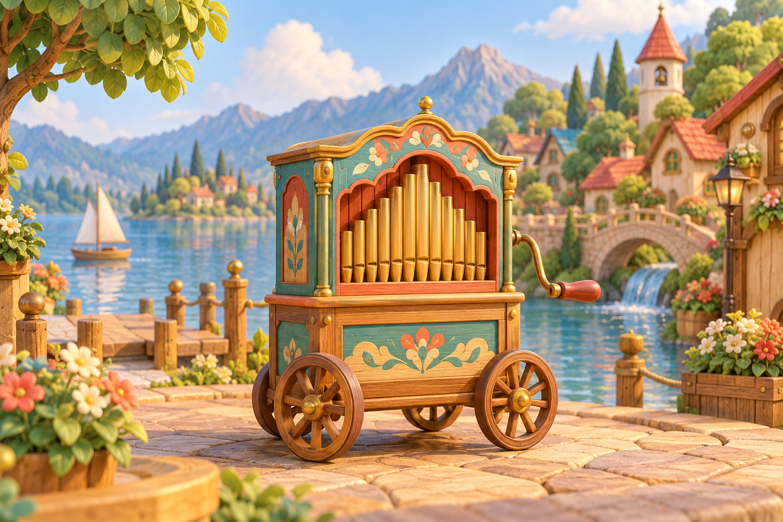 Illustration de Orgue éolien pour Melodiwi, direction artistique du village-boîte à musique.