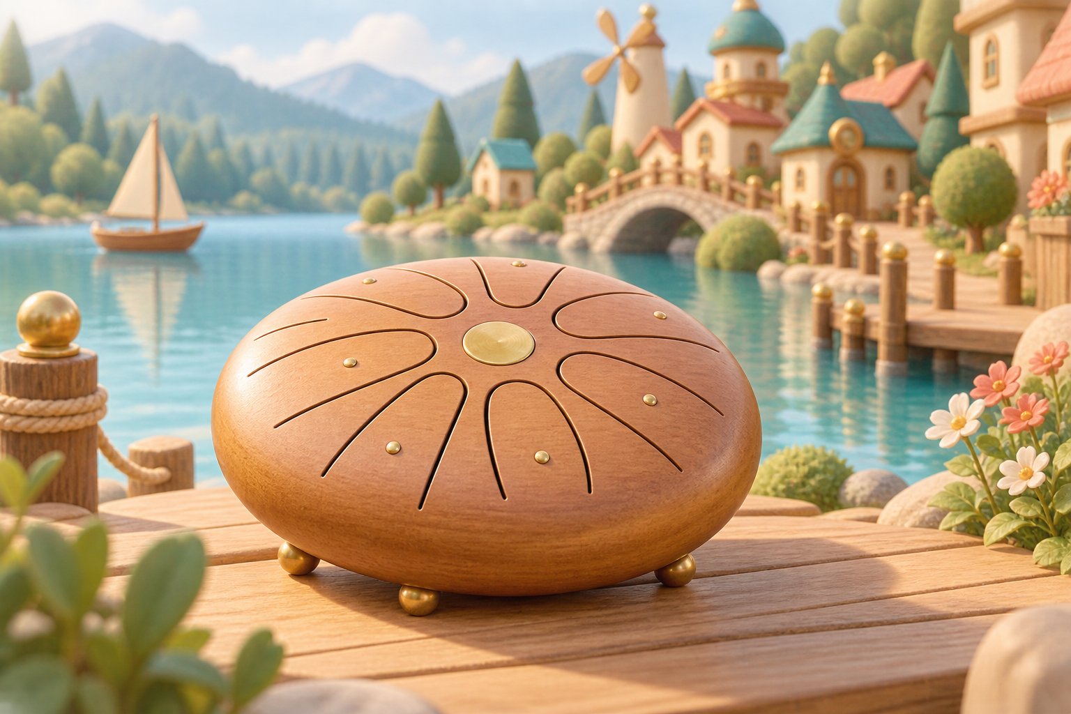 Illustration de Orutu pour Melodiwi, direction artistique du village-boîte à musique.