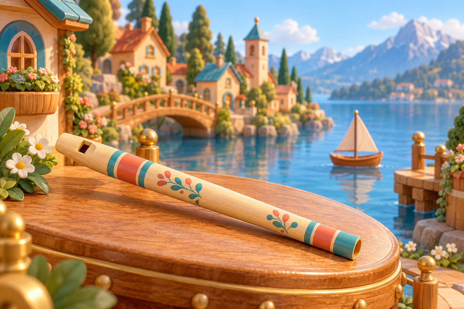 Illustration de Paille sifflante pour Melodiwi, direction artistique du village-boîte à musique.