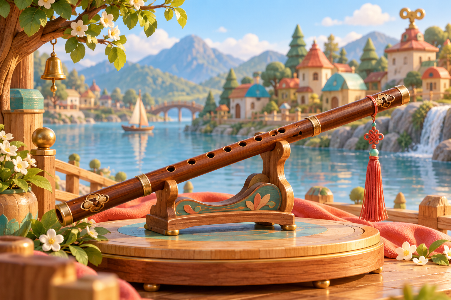 Illustration de Paixiao pour Melodiwi, direction artistique du village-boîte à musique.