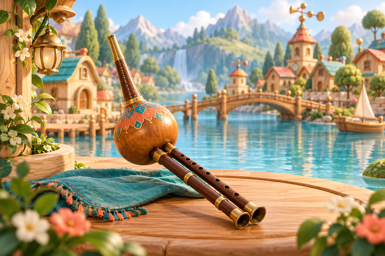Illustration de Pungi pour Melodiwi, direction artistique du village-boîte à musique.