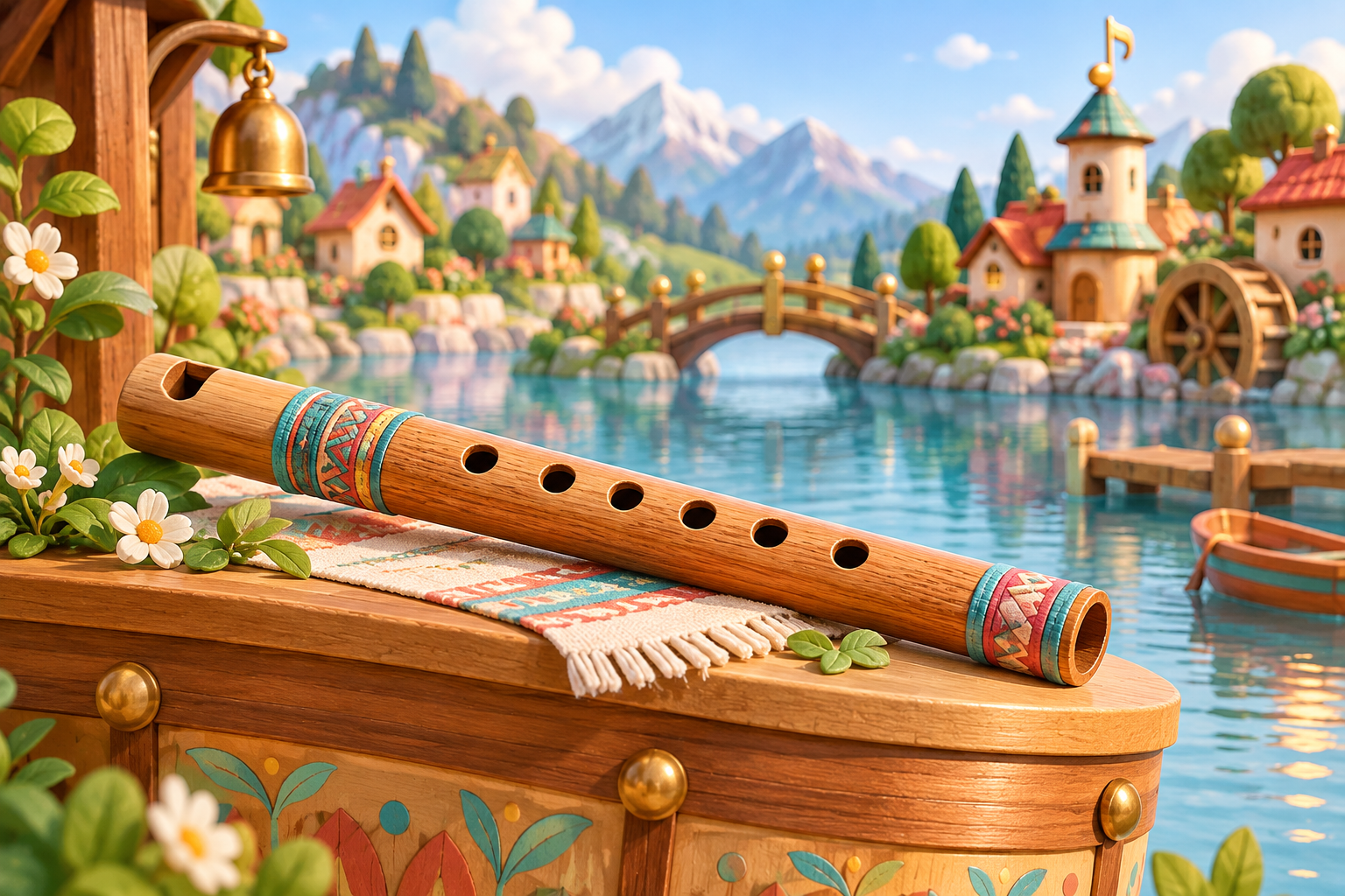 Illustration de Quena pour Melodiwi, direction artistique du village-boîte à musique.