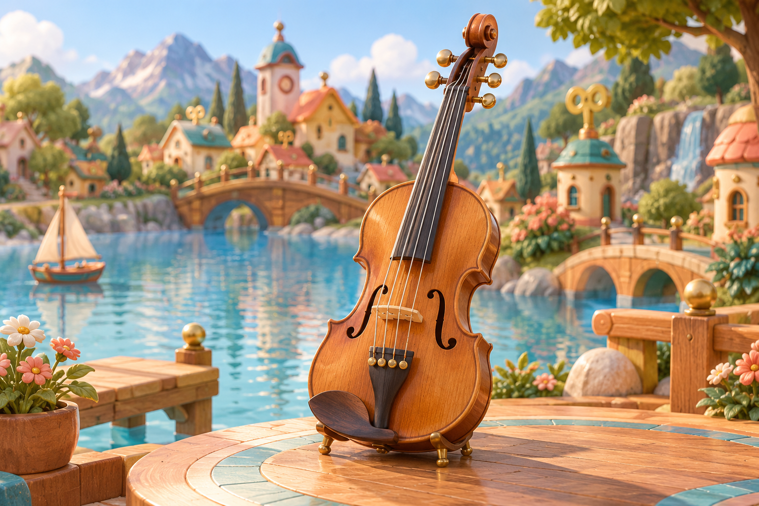 Illustration de Quinton pour Melodiwi, direction artistique du village-boîte à musique.