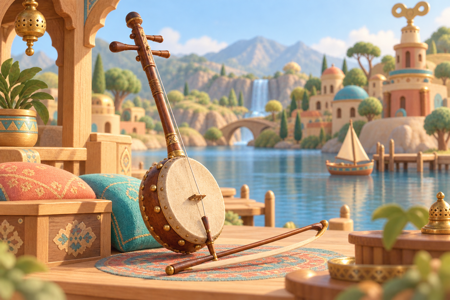 Illustration de Rabâb égyptien pour Melodiwi, direction artistique du village-boîte à musique.