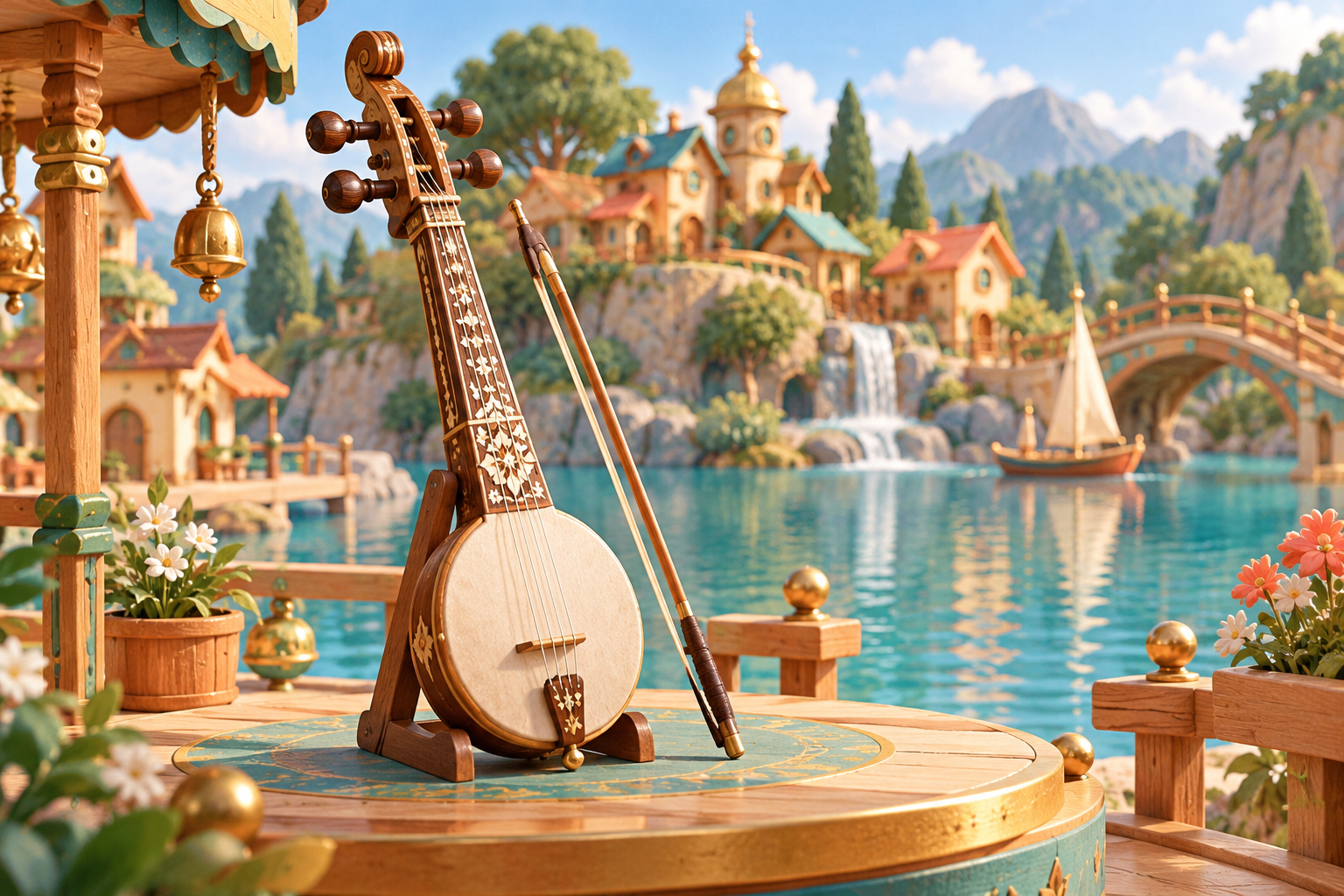 Illustration de Rabâb pour Melodiwi, direction artistique du village-boîte à musique.