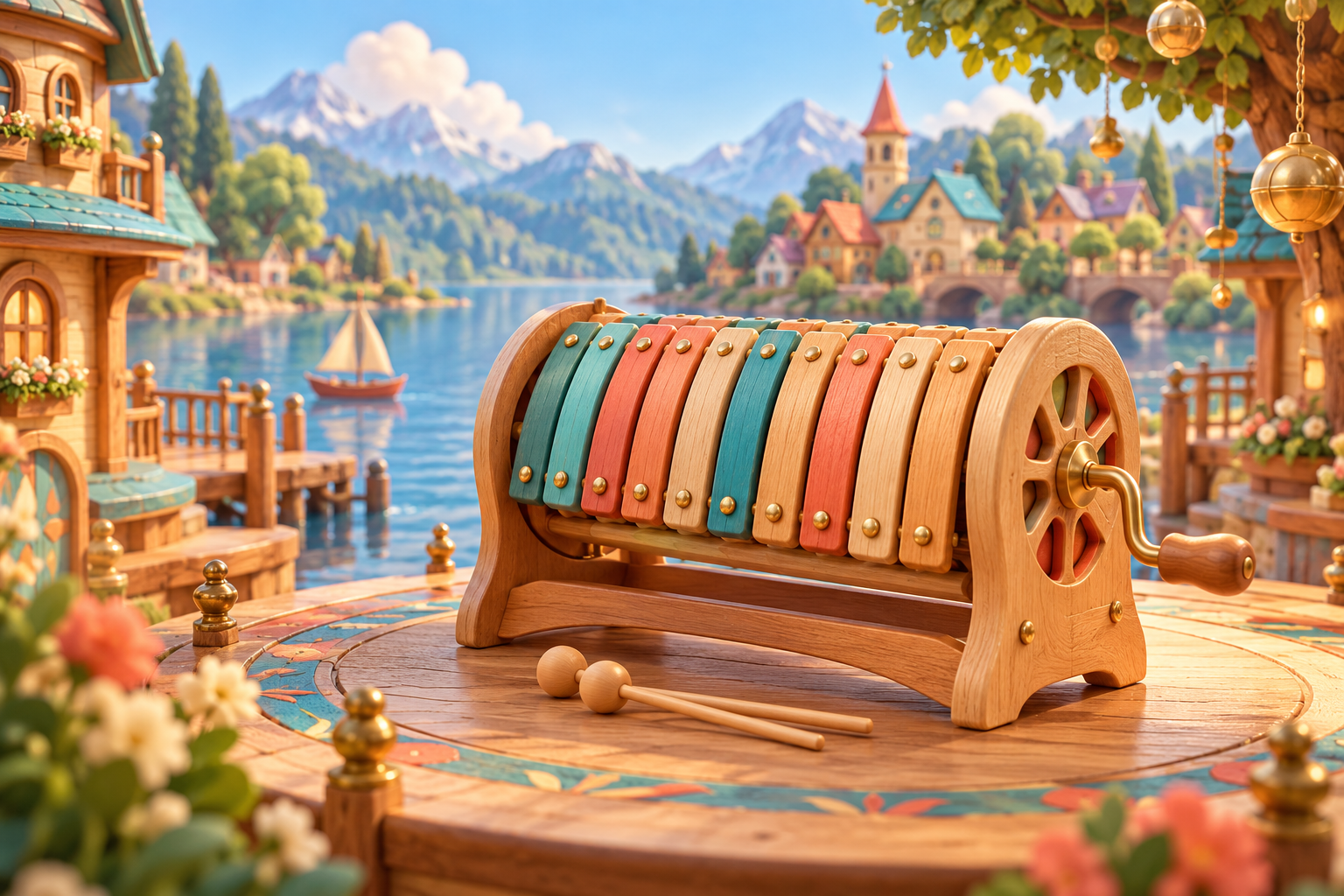Illustration de Rothophone pour Melodiwi, direction artistique du village-boîte à musique.
