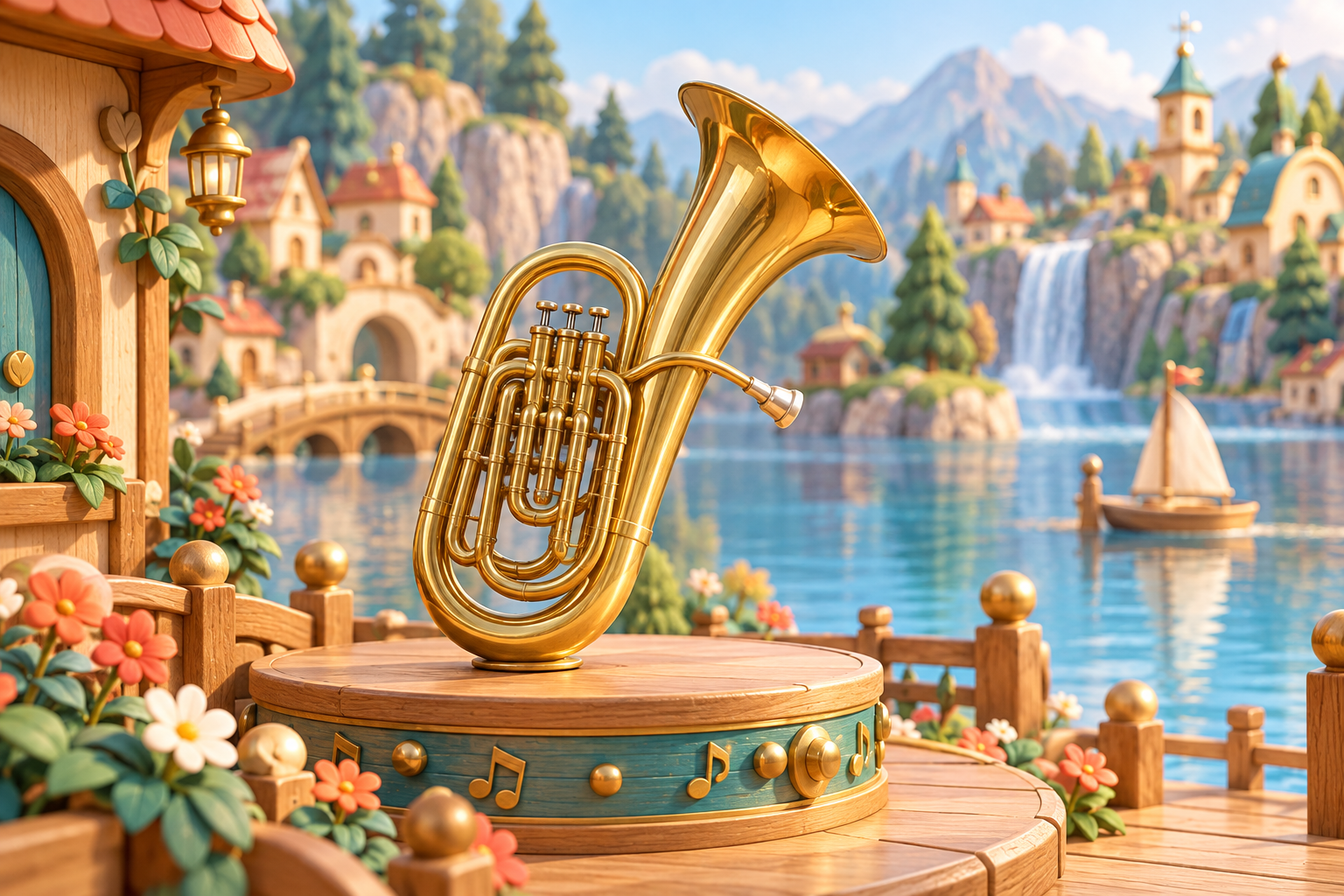 Illustration de Saxhorn pour Melodiwi, direction artistique du village-boîte à musique.