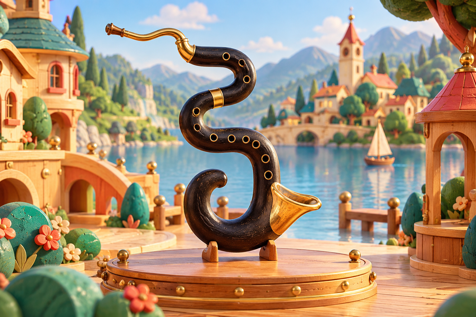 Illustration de Serpent pour Melodiwi, direction artistique du village-boîte à musique.