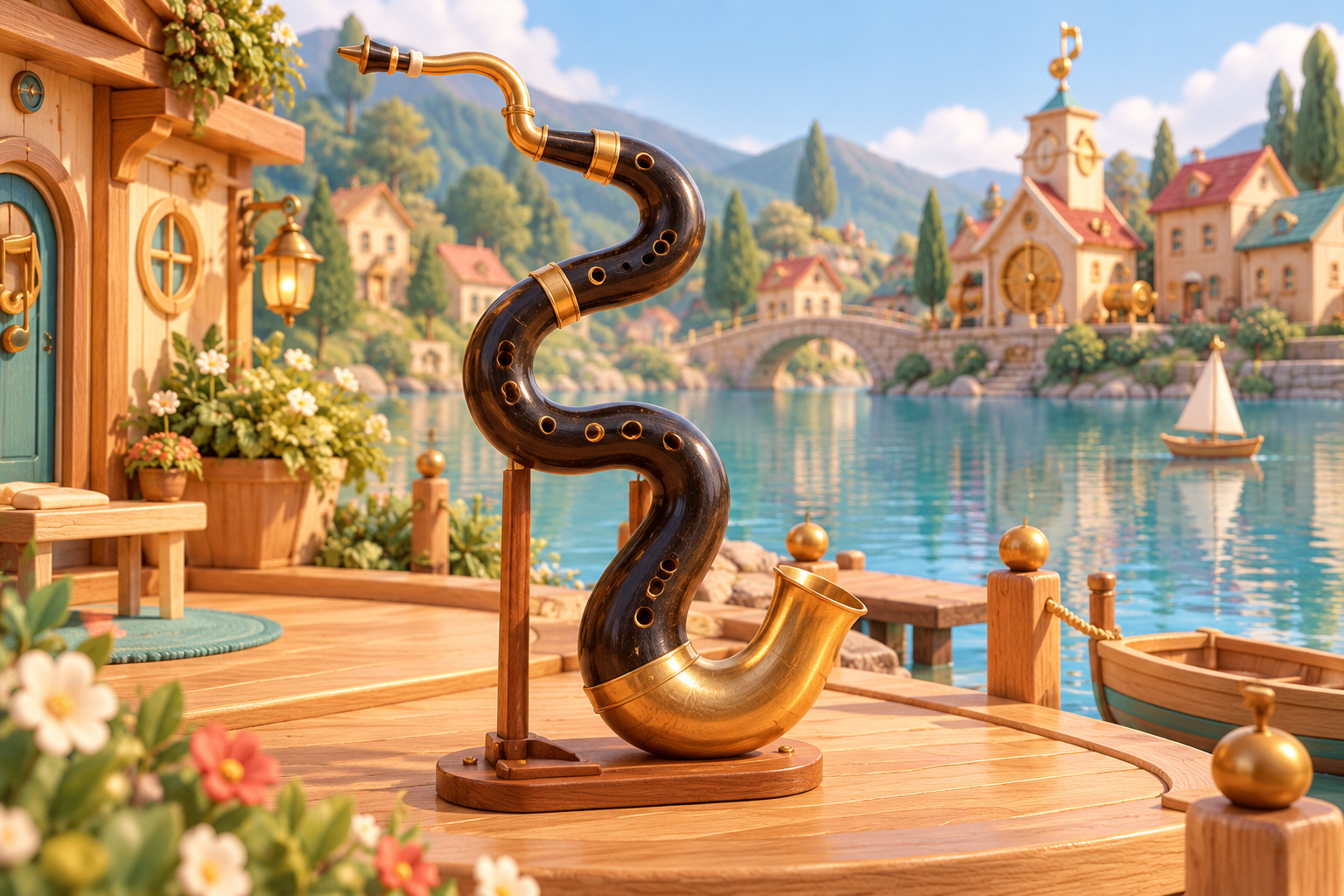 Illustration de Serpent pour Melodiwi, direction artistique du village-boîte à musique.