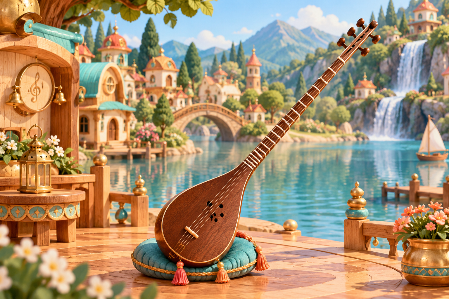 Illustration de Setâr pour Melodiwi, direction artistique du village-boîte à musique.