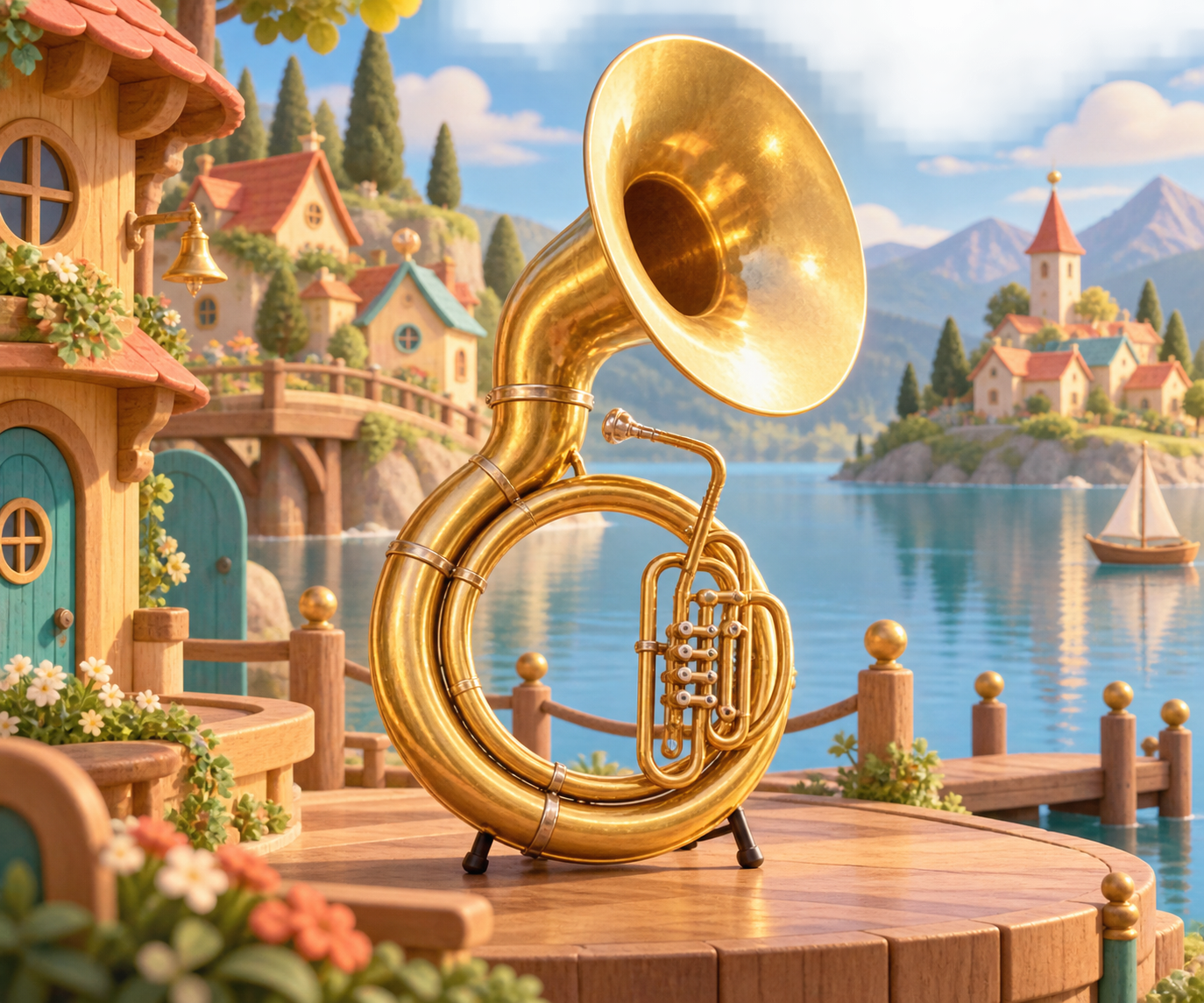 Illustration de Soubassophone pour Melodiwi, direction artistique du village-boîte à musique.