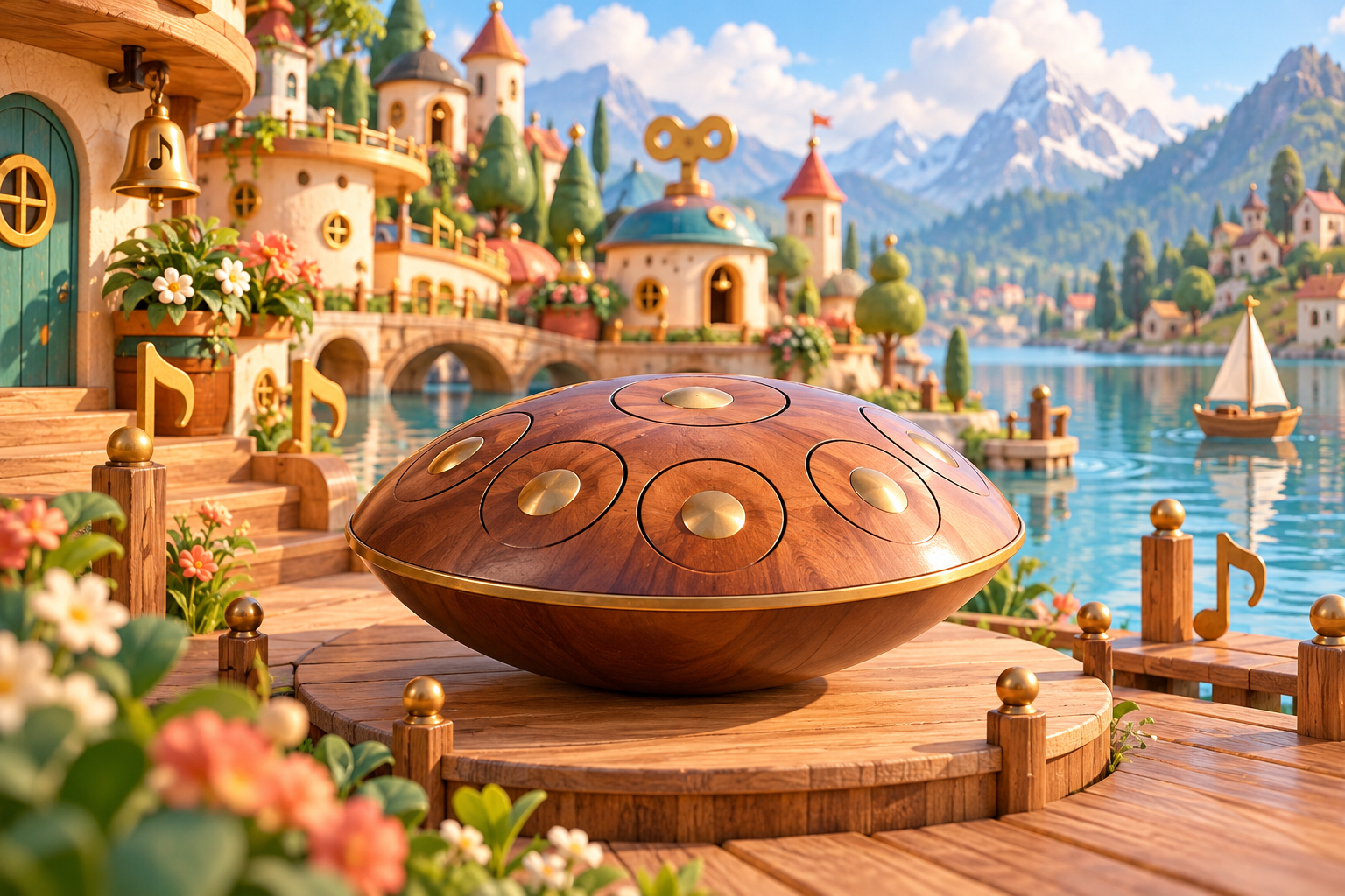 Illustration de Spherophone pour Melodiwi, direction artistique du village-boîte à musique.