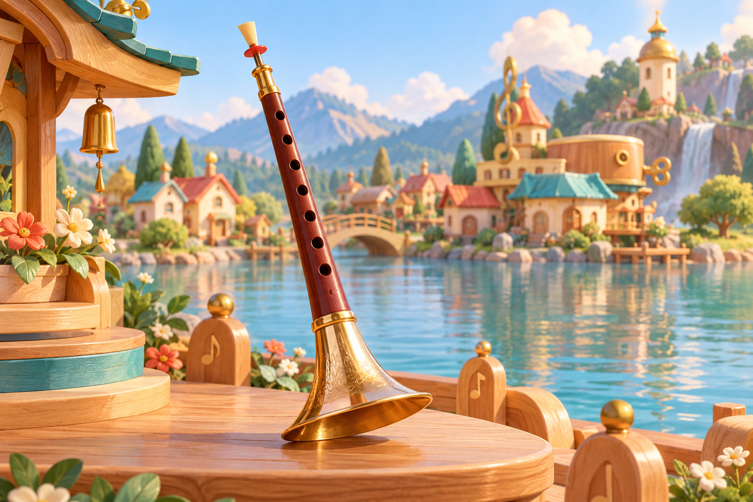 Illustration de Suona pour Melodiwi, direction artistique du village-boîte à musique.